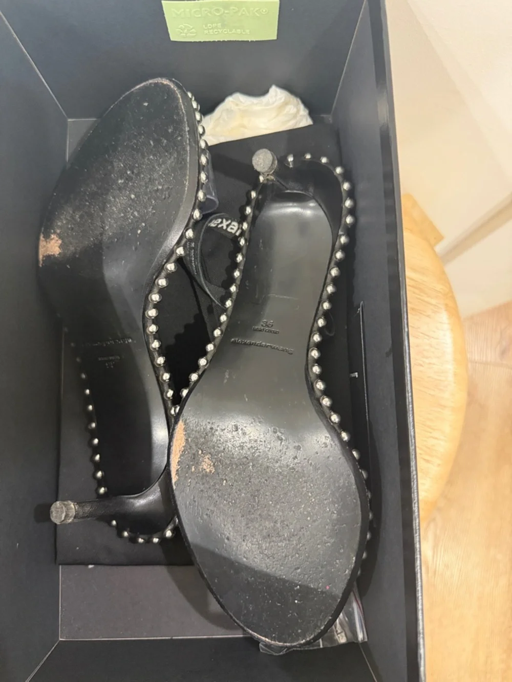 Alexander Wang Black Clear-Strap Studded Slide Sandal